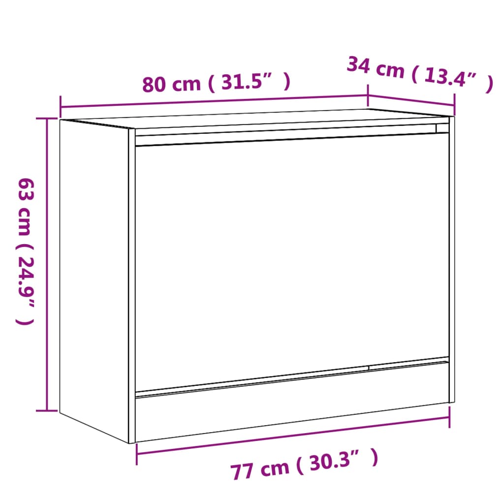 vidaXL Armoire à chaussures chêne sonoma 80x34x63 cm bois d'ingénierie