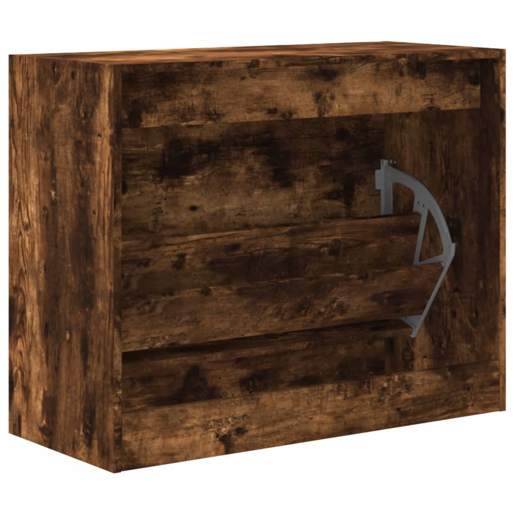 vidaXL Armoire à chaussures chêne fumé 80x34x63 cm bois d'ingénierie