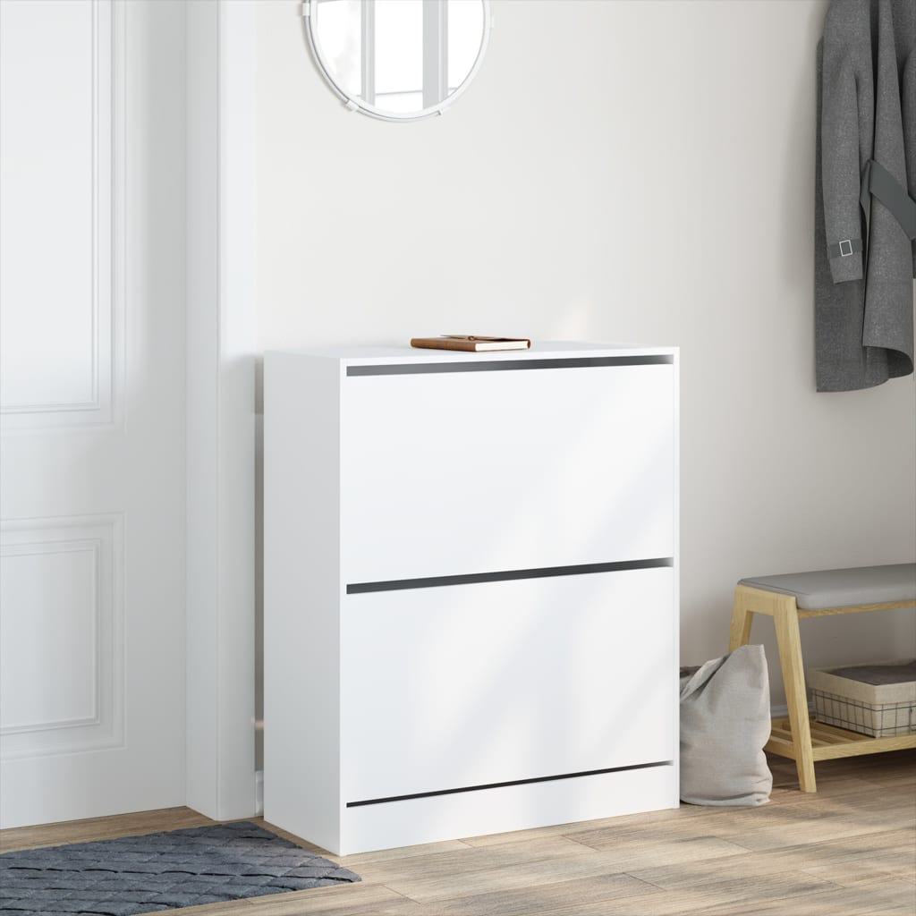 vidaXL Armoire à chaussures blanc 80x34x96,5 cm bois d'ingénierie