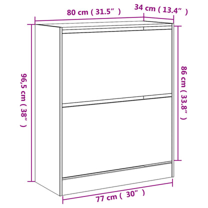 vidaXL Armoire à chaussures blanc 80x34x96,5 cm bois d'ingénierie
