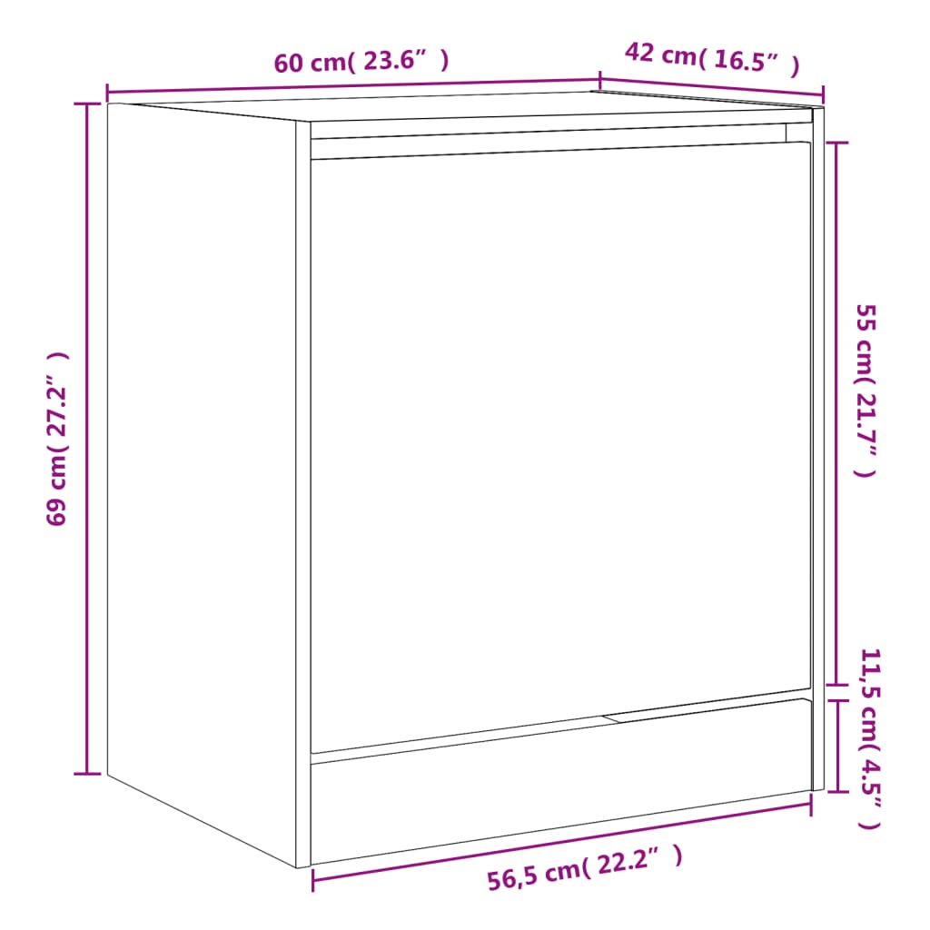 vidaXL Armoire à chaussures chêne sonoma 60x42x69 cm bois d'ingénierie