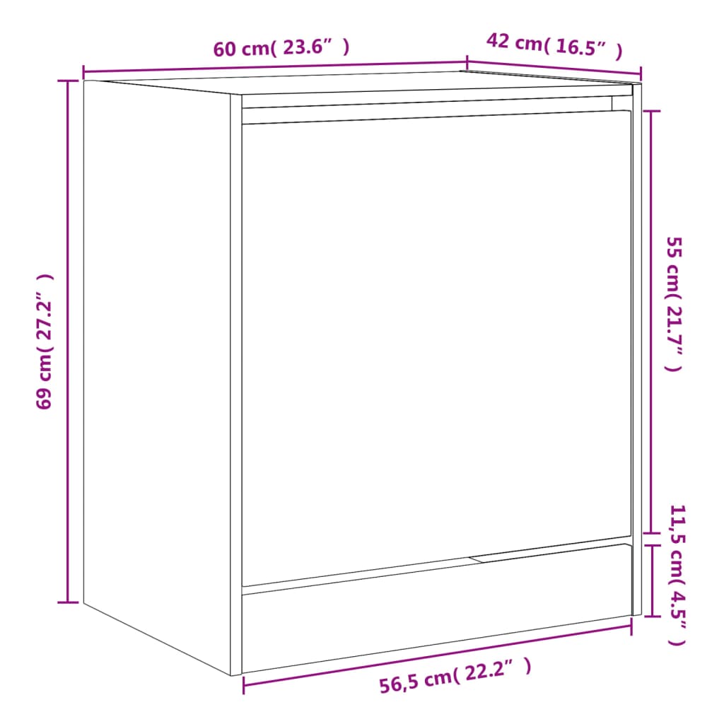 vidaXL Armoire à chaussures chêne fumé 60x42x69 cm bois d'ingénierie