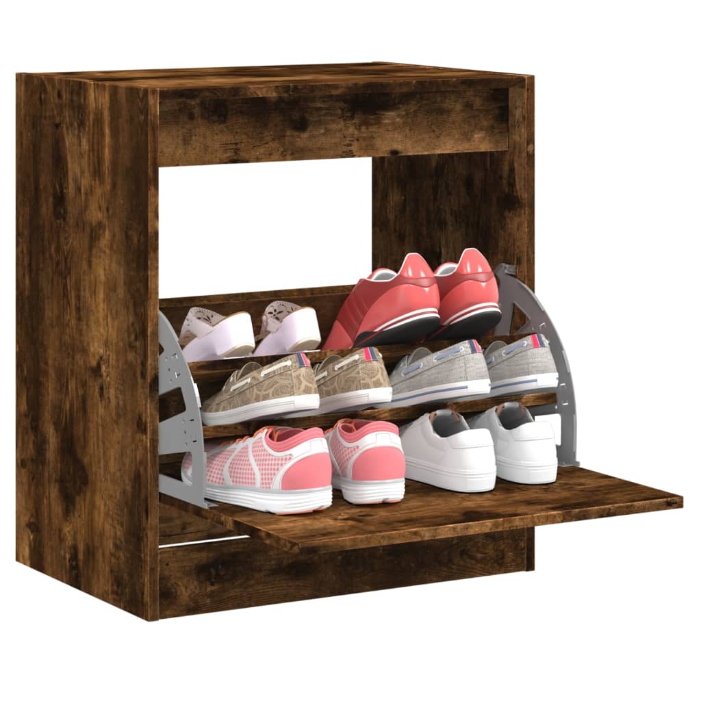 vidaXL Armoire à chaussures chêne fumé 60x42x69 cm bois d'ingénierie