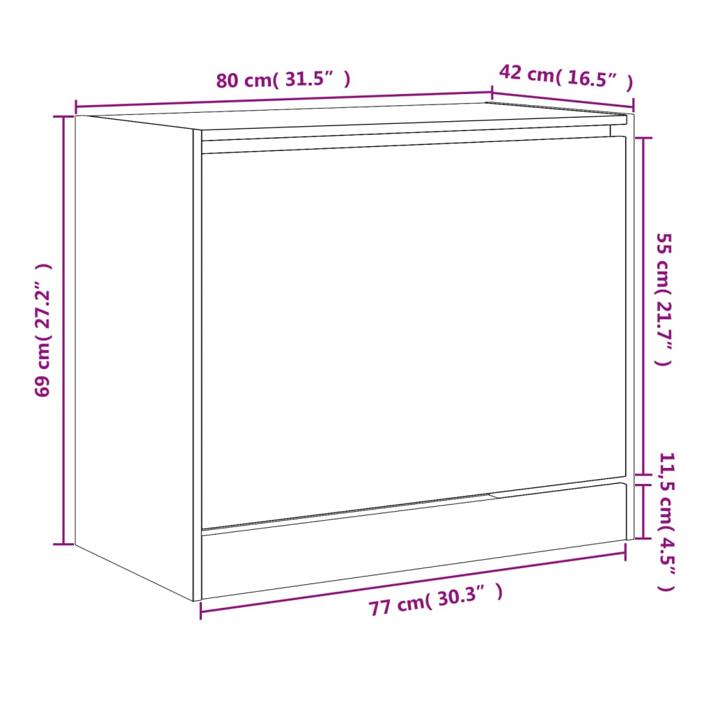 vidaXL Armoire à chaussures sonoma gris 80x42x69 cm bois d'ingénierie