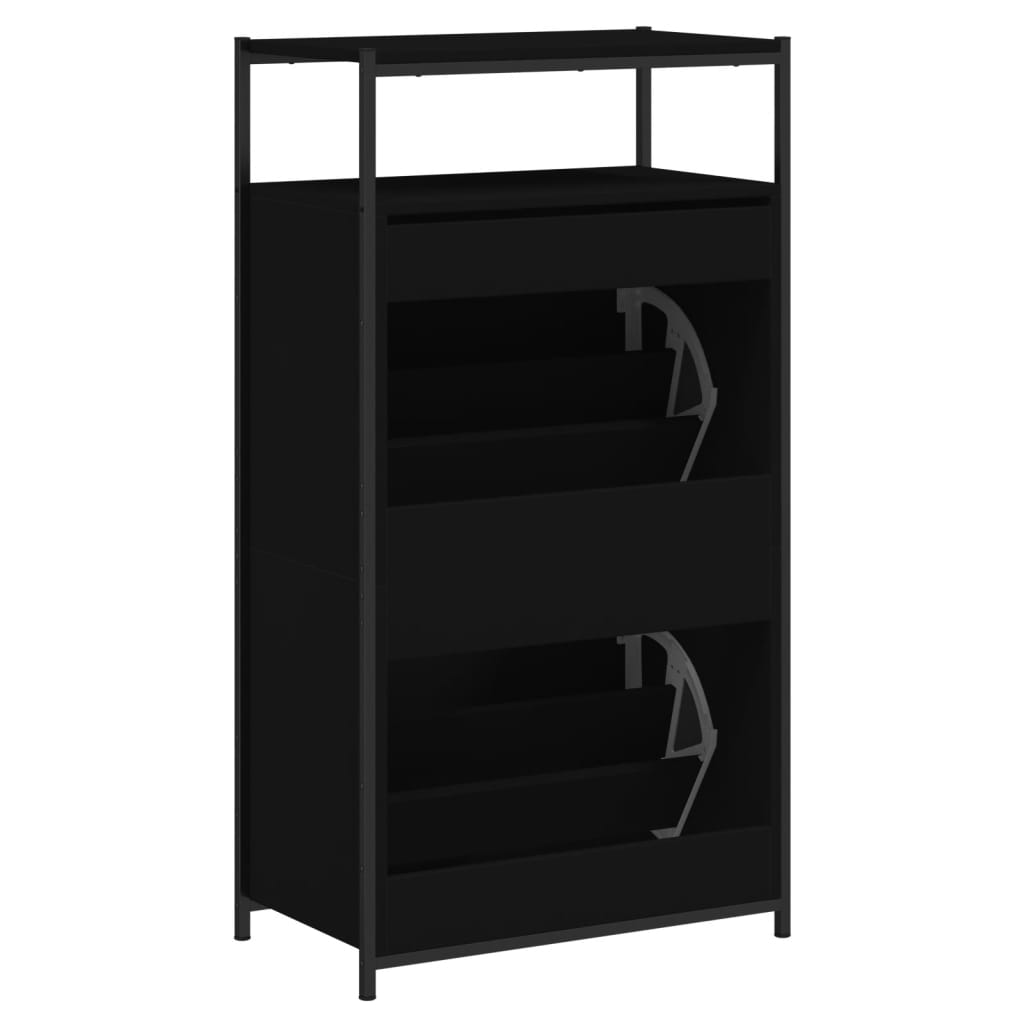 vidaXL Armoire à chaussures noir 60x34x112 cm bois d'ingénierie