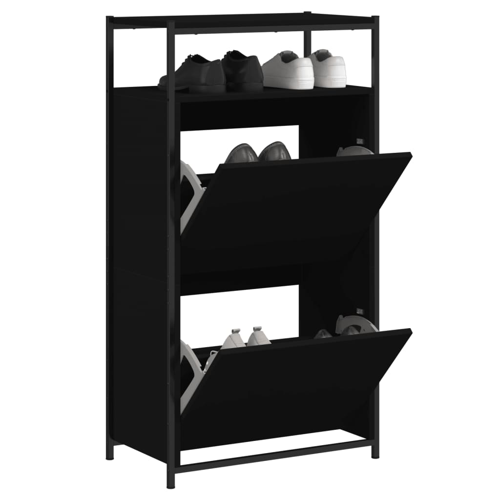 vidaXL Armoire à chaussures noir 60x34x112 cm bois d'ingénierie