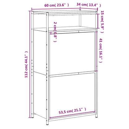 vidaXL Armoire à chaussures chêne sonoma 60x34x112cm bois d'ingénierie