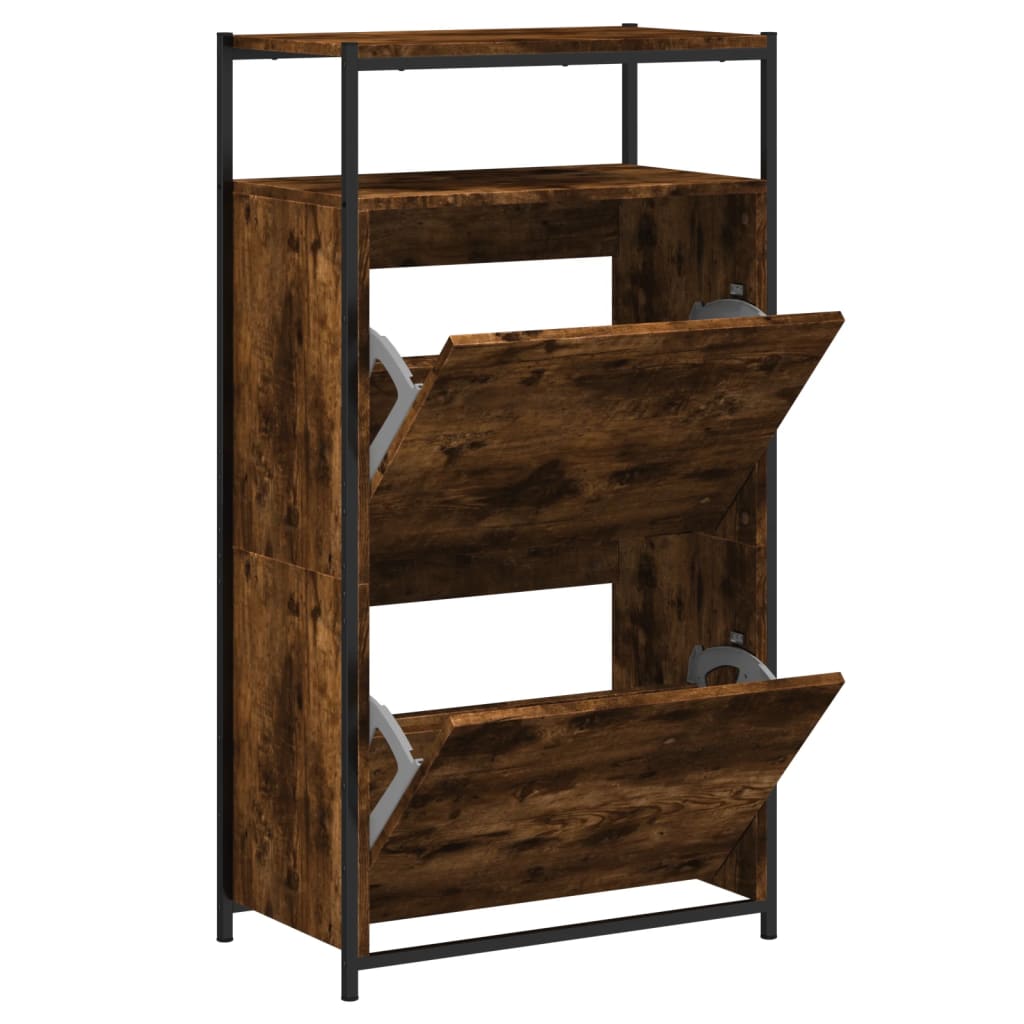 vidaXL Armoire à chaussures chêne fumé 60x34x112 cm bois d'ingénierie
