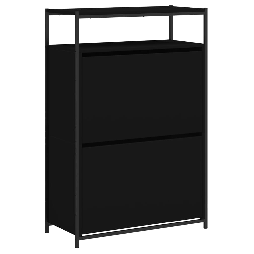 vidaXL Armoire à chaussures noir 75x34x112 cm bois d'ingénierie