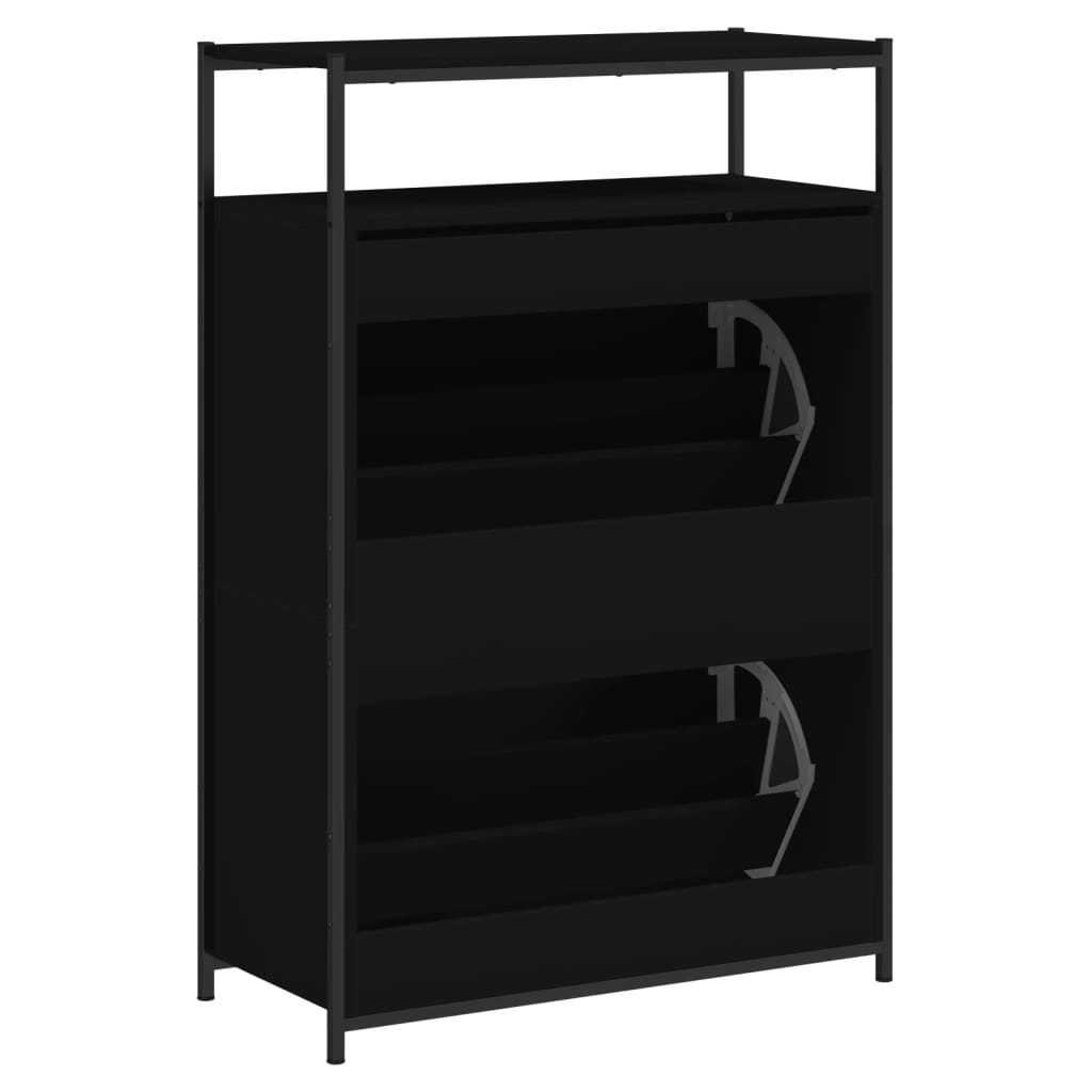 vidaXL Armoire à chaussures noir 75x34x112 cm bois d'ingénierie