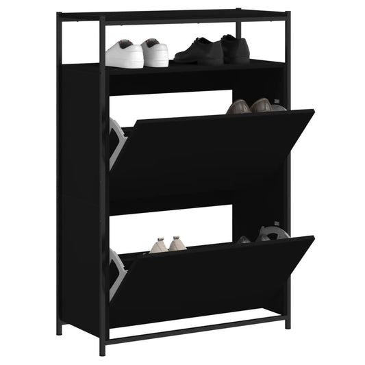 vidaXL Armoire à chaussures noir 75x34x112 cm bois d'ingénierie