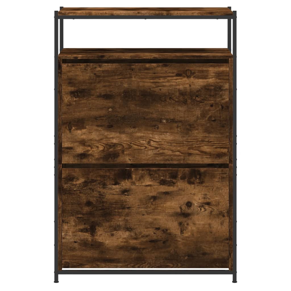 vidaXL Armoire à chaussures chêne fumé 75x34x112 cm bois d'ingénierie