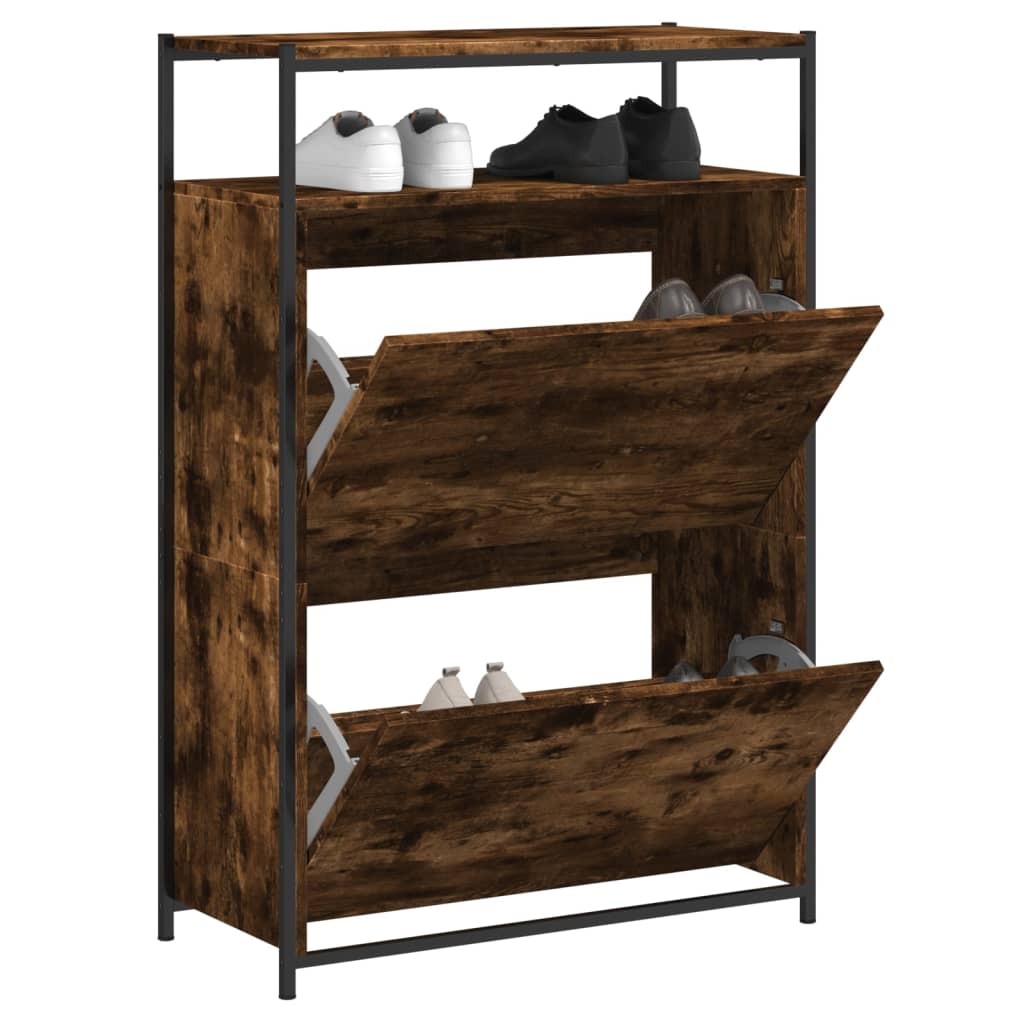 vidaXL Armoire à chaussures chêne fumé 75x34x112 cm bois d'ingénierie