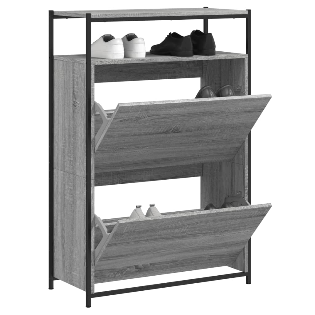 vidaXL Armoire à chaussures sonoma gris 75x34x112 cm bois d'ingénierie