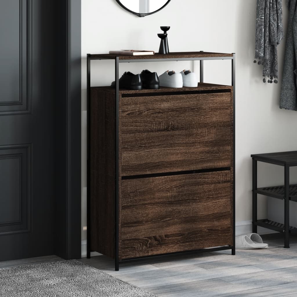 vidaXL Meuble à chaussures chêne marron 75x34x112 cm bois d'ingénierie