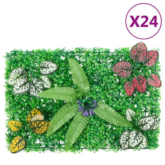  vidaXL Clôture à plantes artificielles 24 pcs vert 40x60 cm