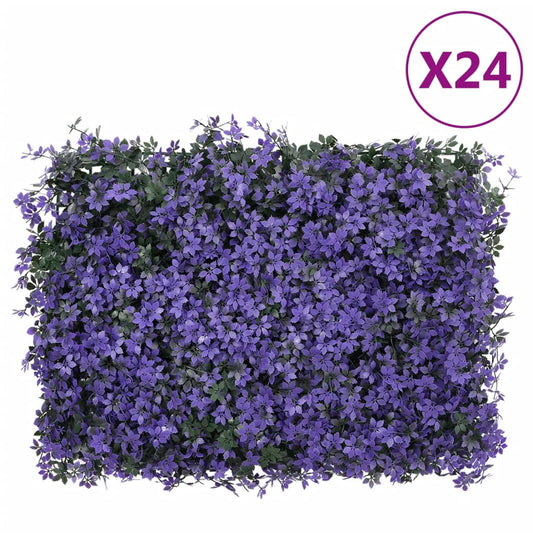  vidaXL Clôture à feuilles artificielles 24 pcs violet 40x60 cm