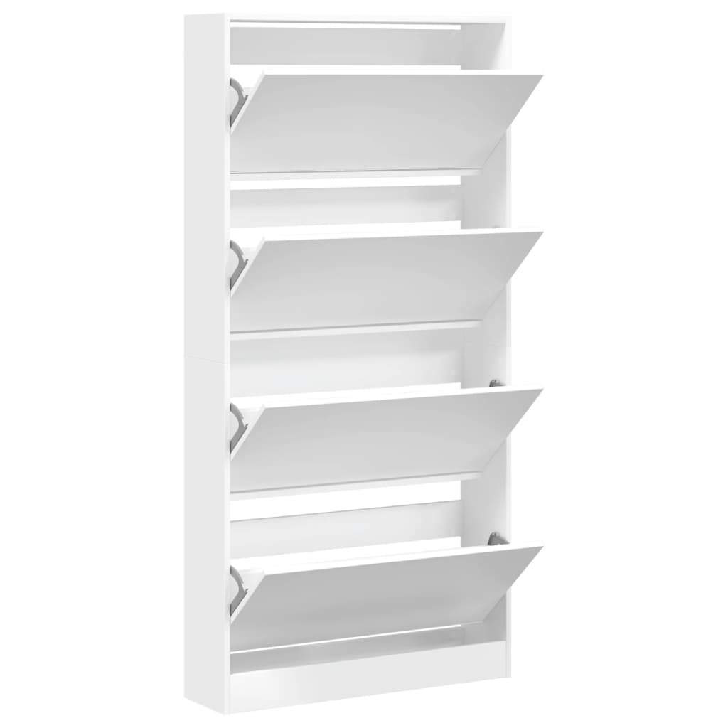 vidaXL Armoire à chaussures 4 tiroirs rabattables blanc 80x21x163,5 cm