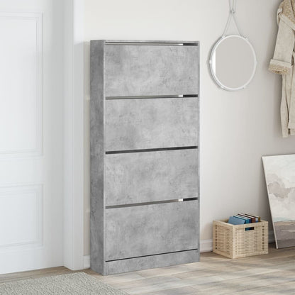 vidaXL Armoire à chaussures 4 tiroirs rabattables gris béton
