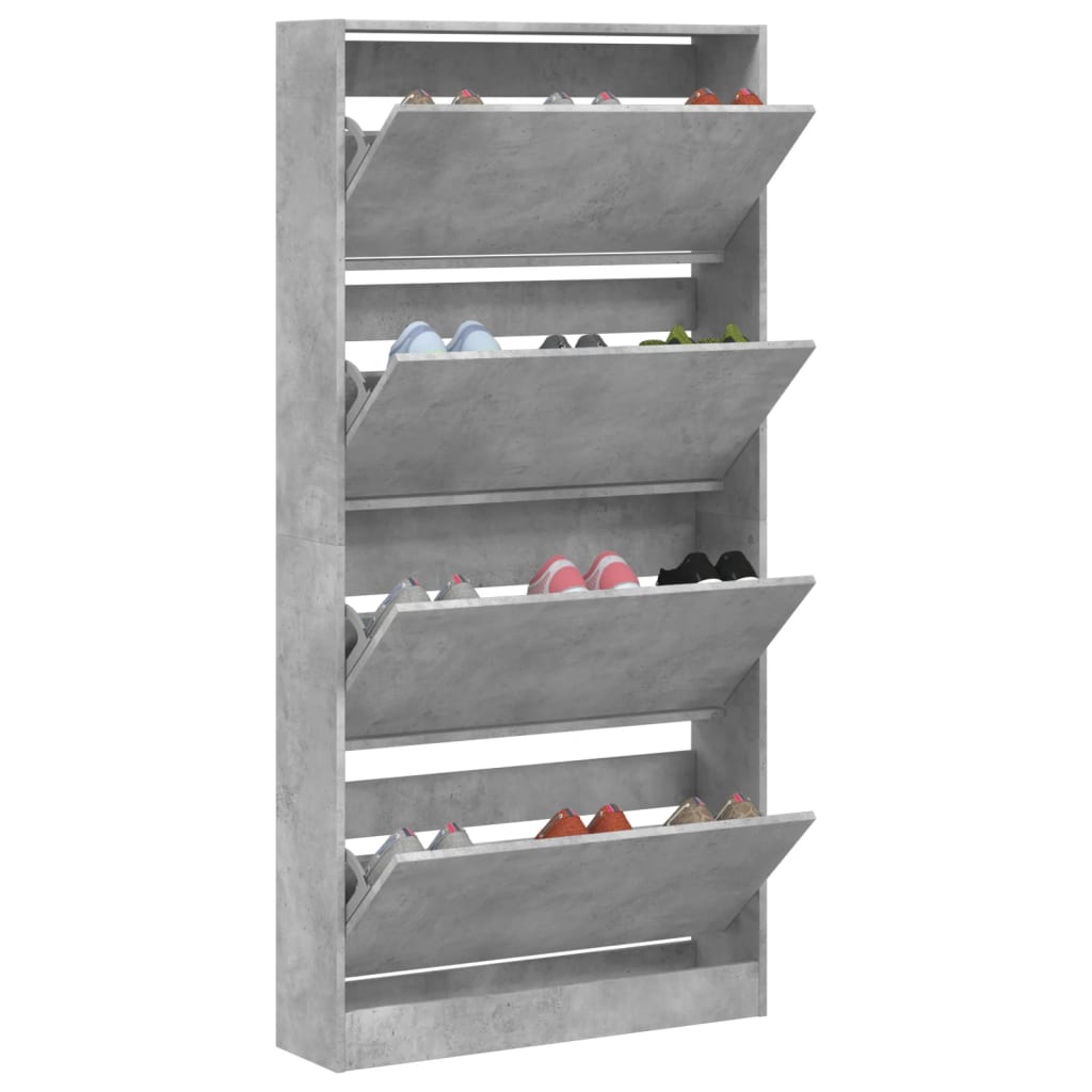 vidaXL Armoire à chaussures 4 tiroirs rabattables gris béton