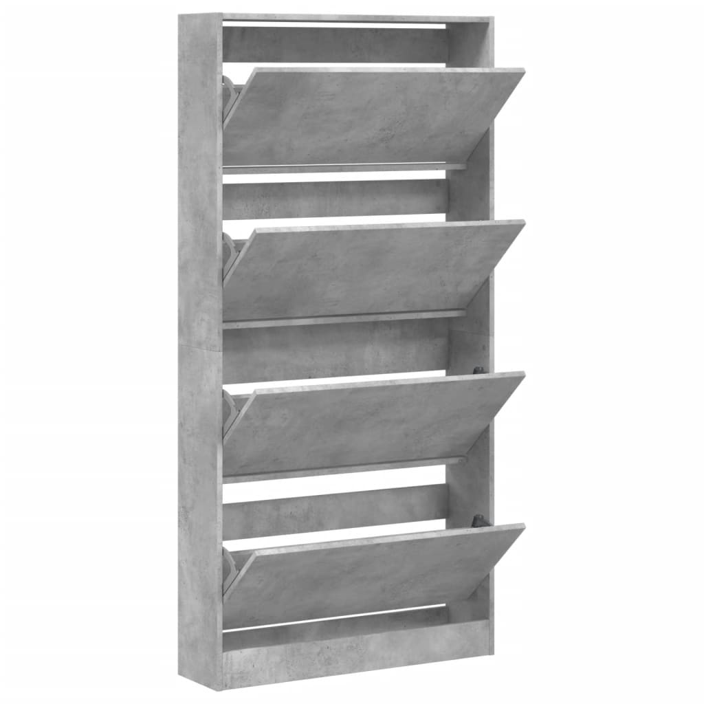 vidaXL Armoire à chaussures 4 tiroirs rabattables gris béton