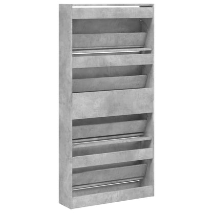 vidaXL Armoire à chaussures 4 tiroirs rabattables gris béton