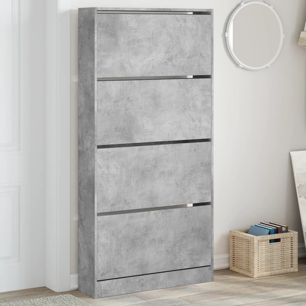 vidaXL Armoire à chaussures 4 tiroirs rabattables gris béton