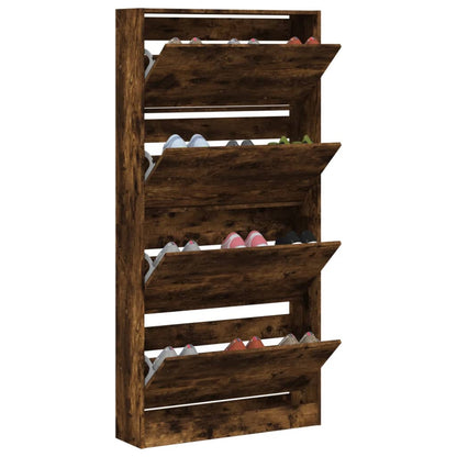 vidaXL Armoire à chaussures 4 tiroirs rabattables chêne fumé