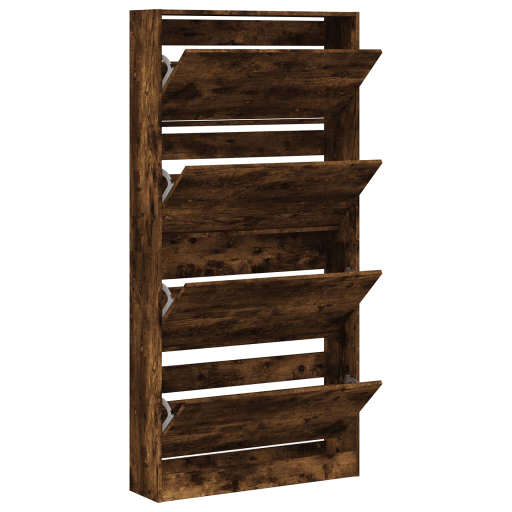 vidaXL Armoire à chaussures 4 tiroirs rabattables chêne fumé