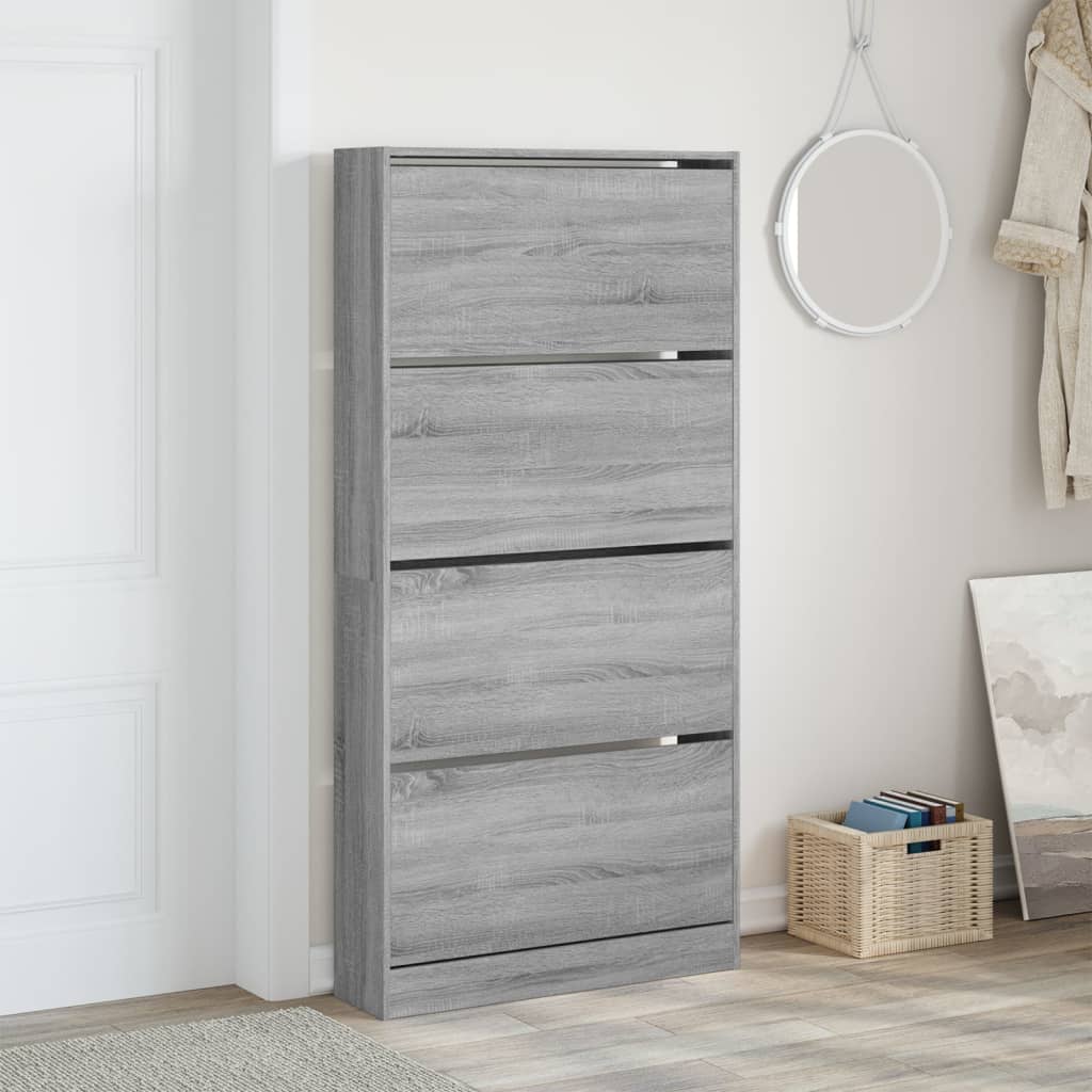vidaXL Armoire à chaussures 4 tiroirs rabattables sonoma gris