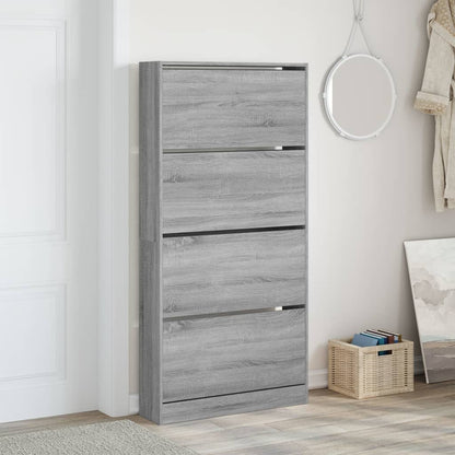 vidaXL Armoire à chaussures 4 tiroirs rabattables sonoma gris