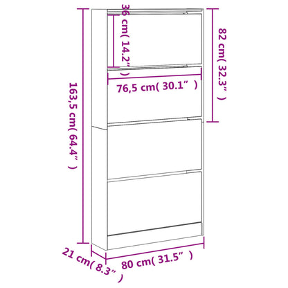 vidaXL Armoire à chaussures 4 tiroirs rabattables sonoma gris