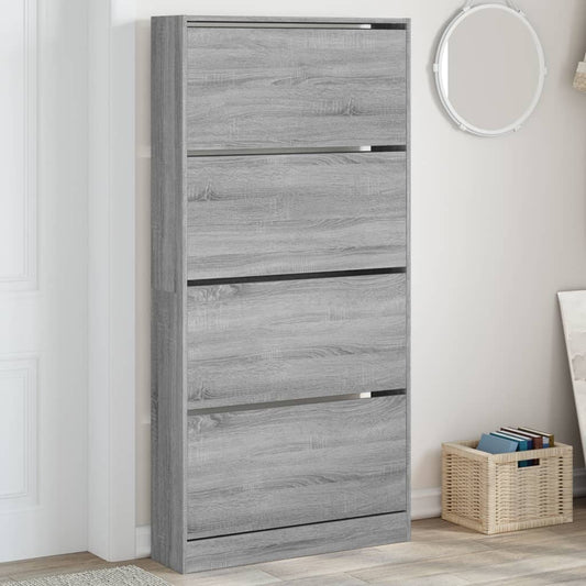 vidaXL Armoire à chaussures 4 tiroirs rabattables sonoma gris