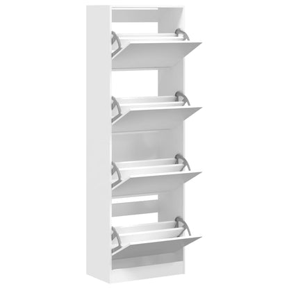 vidaXL Armoire à chaussures 4 tiroirs rabattables blanc 60x34x187,5 cm