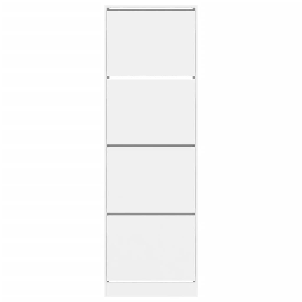 vidaXL Armoire à chaussures 4 tiroirs rabattables blanc 60x34x187,5 cm