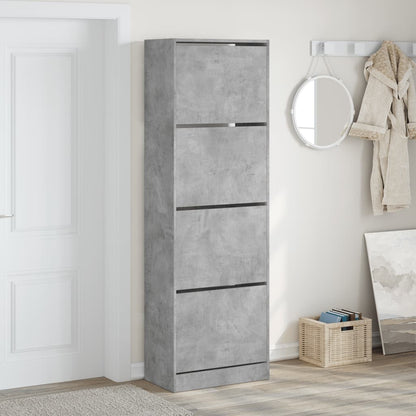 vidaXL Armoire à chaussures 4 tiroirs rabattables gris béton