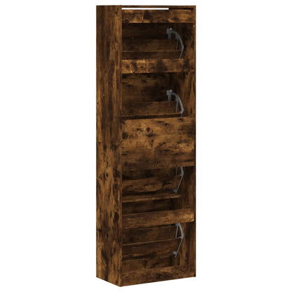 vidaXL Armoire à chaussures 4 tiroirs rabattables chêne fumé