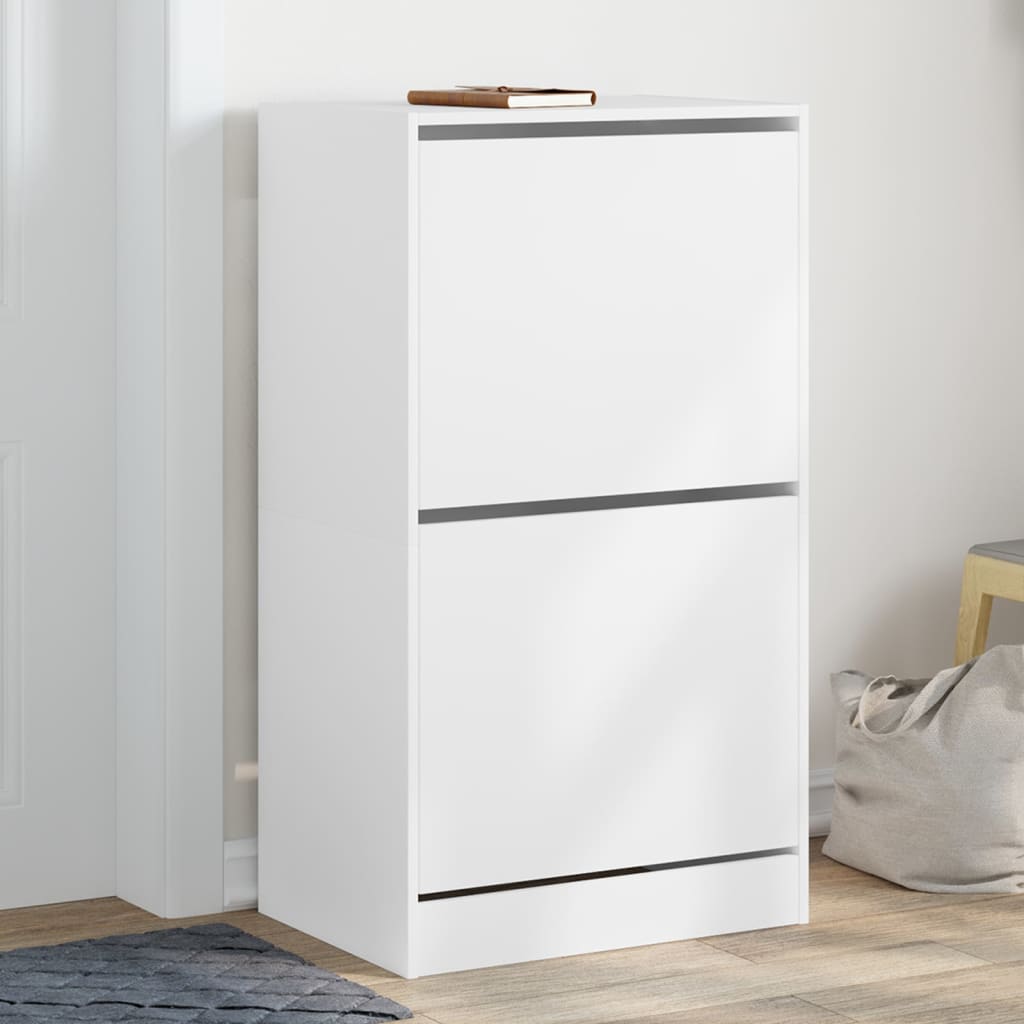 vidaXL Armoire à chaussures 2 tiroirs rabattables blanc 60x42x108 cm