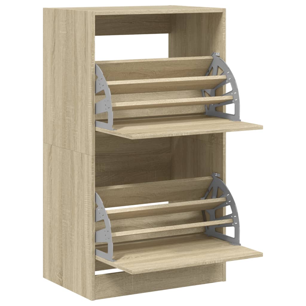 vidaXL Armoire à chaussures 2 tiroirs rabattables chêne sonoma