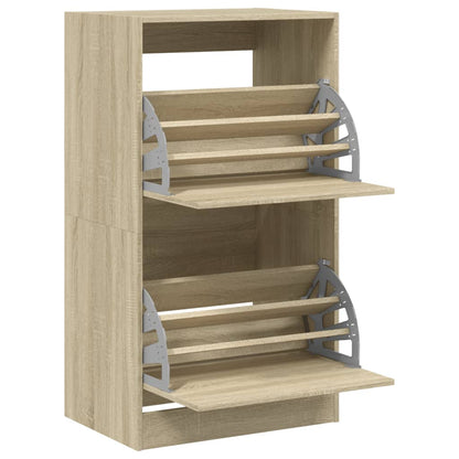 vidaXL Armoire à chaussures 2 tiroirs rabattables chêne sonoma