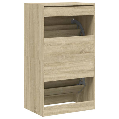 vidaXL Armoire à chaussures 2 tiroirs rabattables chêne sonoma