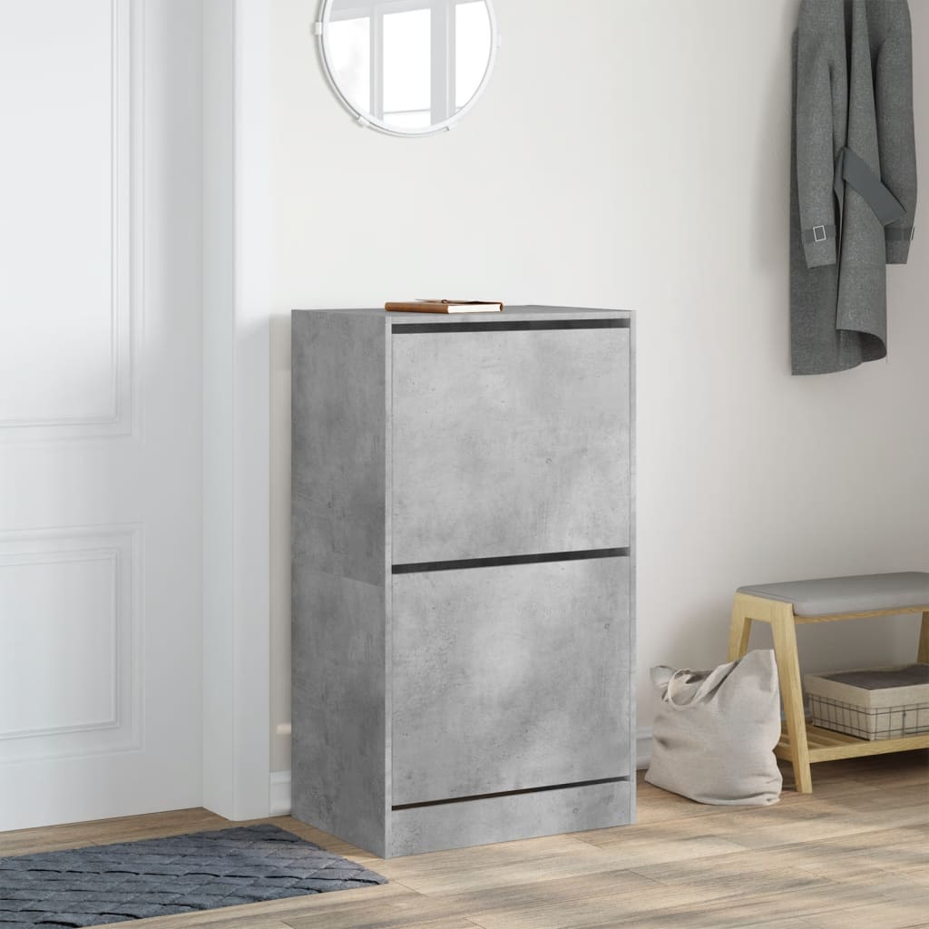 vidaXL Armoire à chaussures 2 tiroirs rabattables gris béton