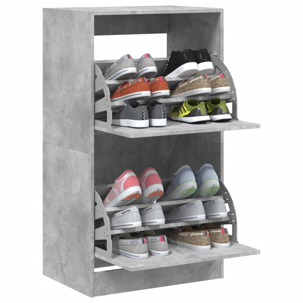 vidaXL Armoire à chaussures 2 tiroirs rabattables gris béton