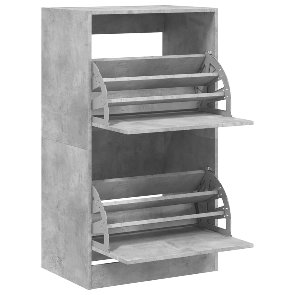 vidaXL Armoire à chaussures 2 tiroirs rabattables gris béton