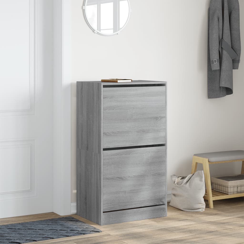 vidaXL Armoire à chaussures 2 tiroirs rabattables sonoma gris