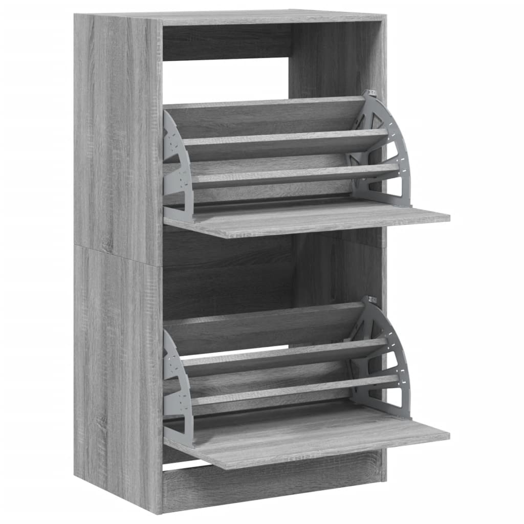 vidaXL Armoire à chaussures 2 tiroirs rabattables sonoma gris