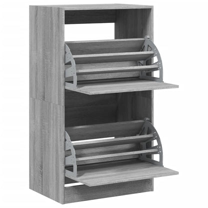 vidaXL Armoire à chaussures 2 tiroirs rabattables sonoma gris