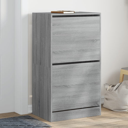 vidaXL Armoire à chaussures 2 tiroirs rabattables sonoma gris