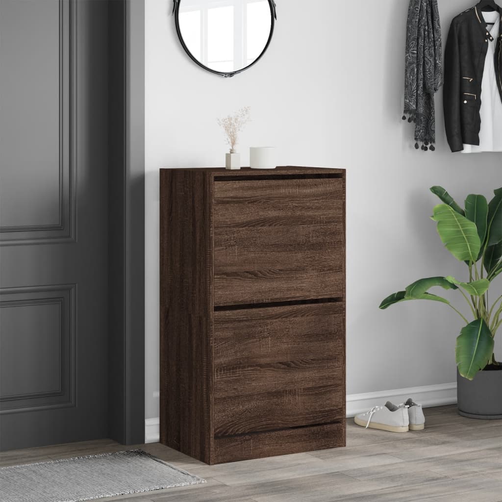 vidaXL Armoire à chaussures 2 tiroirs rabattables chêne marron