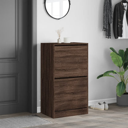 vidaXL Armoire à chaussures 2 tiroirs rabattables chêne marron